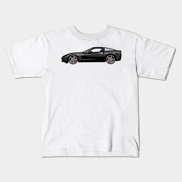 Chevrolet Corvette C6 Black Digital Painting Kids T-Shirt by antipc
